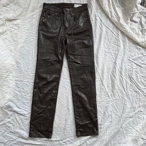 GAP Women’s Faux Leather Slim Straight Jeans in Brown